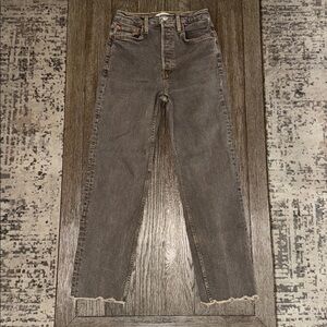 RE/DONE 70s Ultra High Rise Stove Pipe Jeans Washed Chocolate